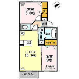 エスポワール 1階2LDKの間取り
