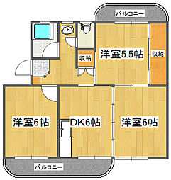 八番町リバーハイツ 4階3DKの間取り