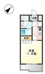 ケイソン 2階1Kの間取り