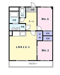 ロイヤルハートピア郷津A 2LDKの間取図画像