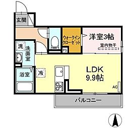 プリムローズ2 1LDKの間取図画像