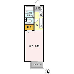 ハイツミナガワ 1Kの間取図画像