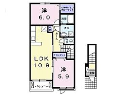 プレミアコート小岩田 2LDKの間取図画像