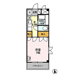 青悠荘 1階1Kの間取り