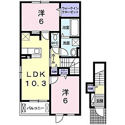 カーサプリートB 2LDKの間取図画像