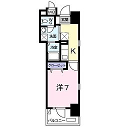 ラウレア 3階1Kの間取り