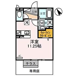 エスパシオ 1階ワンルームの間取り