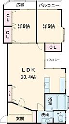 田雑ビル 2LDKの間取図画像