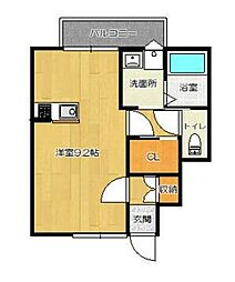 Sourire坂東II 1階ワンルームの間取り