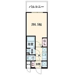 エスリードレジデンス本町パークフロント 13階1Kの間取り