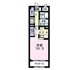グラン・オーヴェルサン ワンルームの間取図画像