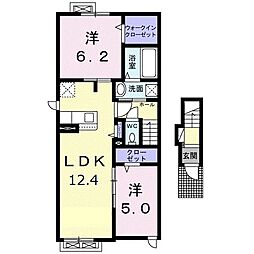 シャルール 2階2LDKの間取り