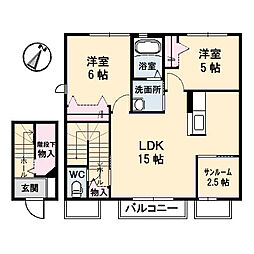 ラ・ファミーユ 2LDKの間取図画像