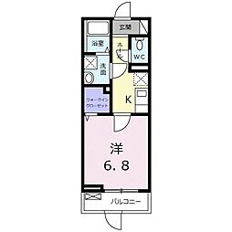 ルミエール・扇 1Kの間取図画像