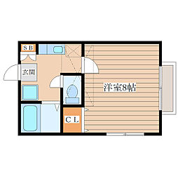 ソレアードみずほ台 1Kの間取図画像