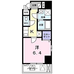 アクアセゾン 1Kの間取図画像