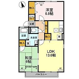 ヴィラ・アネシス　E棟 1階2LDKの間取り