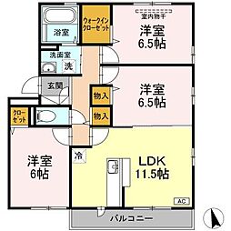 ランロード　C棟 3階3LDKの間取り