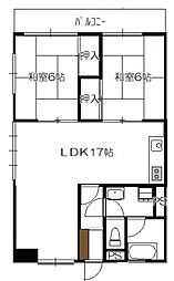 テラヤママンション 2階2LDKの間取り