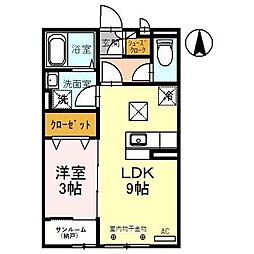 コッカー・スパニエル 1階1LDKの間取り