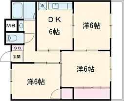 加藤アパート 1階3DKの間取り