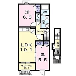 エスポワール 2LDKの間取図画像