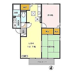 コート・ビレッジ 1階2LDKの間取り
