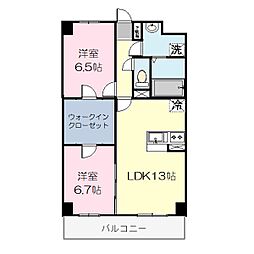 Refuge・F (リフュージュ・エフ) 2階2LDKの間取り