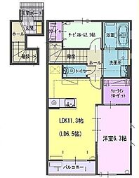 ヴェルジェ畑中B 1SLDKの間取図画像