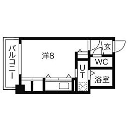 ブランノワールN13.exe ワンルームの間取図画像