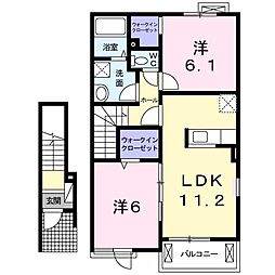 アナハイムアベニュー　I 2階2LDKの間取り