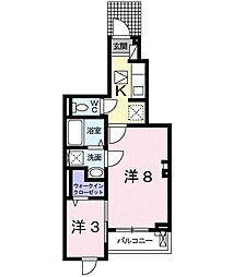 エレガンシア 1階2Kの間取り