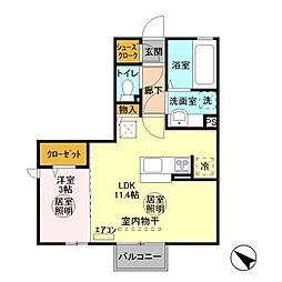 JR鹿島線 鹿島神宮駅 バス25分 平泉下車 徒歩3分の賃貸アパート 1階1LDKの間取り