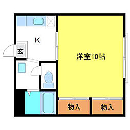 ラフォーレK 1Kの間取図画像