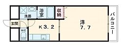 アンプルールクラージュノスタルジー 1Kの間取図画像