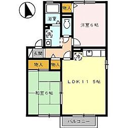 すずらん川手 2LDKの間取図画像