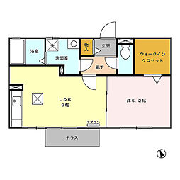 カーサ ベルデ 1階1LDKの間取り