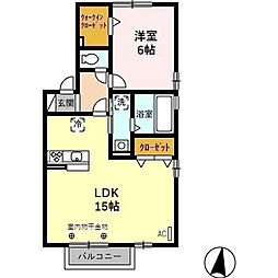 プランドール 1LDKの間取図画像