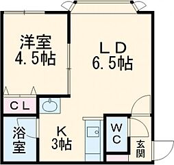 プレキャトランII 1階1DKの間取り