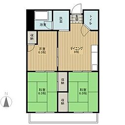 グレイスSONEII 4階2LDKの間取り