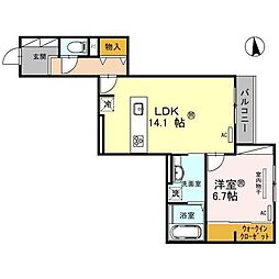 D-roomY 1LDKの間取図画像