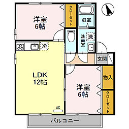 ベルテ　Ｃ 2階2LDKの間取り