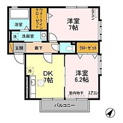 シャルマン　ＡＢＣＤ 1階2DKの間取り