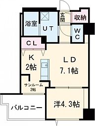 F006 1LDKの間取図画像