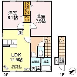 グリーンヒル 2LDKの間取図画像