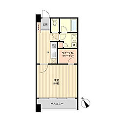 ラドゥセール榴ヶ岡 1Kの間取図画像