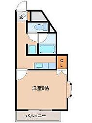 アドバンスコート国見 4階1Kの間取り
