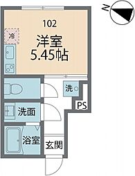 ブランシェ 1階ワンルームの間取り