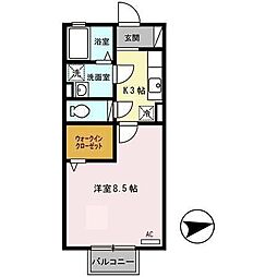 アフロディア 1Kの間取図画像