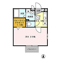 ボナンザ・ヒル 1階1Kの間取り